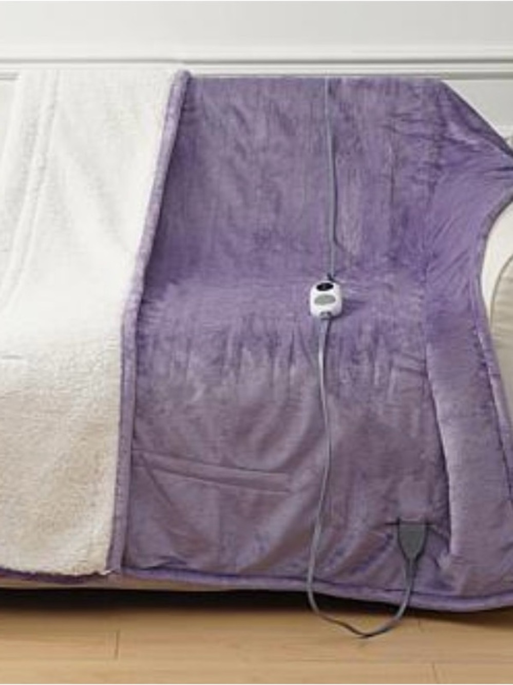 🆕 💜 Warm & Cozy Plush to Sherpa Heated Throw *NWT $65 HSN